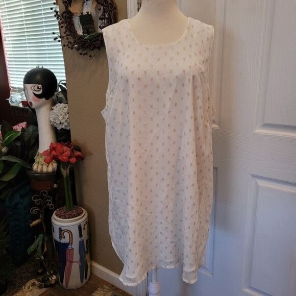 Melissa McCarthy Seven Blouse Top Size 1 1X Off White Gold Classy QVC - Picture 1 of 8